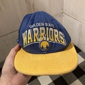 New Era Golden State Warriors Hat Mens One Size Blue Yellow Snapback Trucker NBA